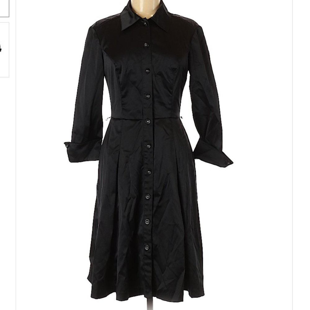 Black Button Down Dress! Like New (: Size 6